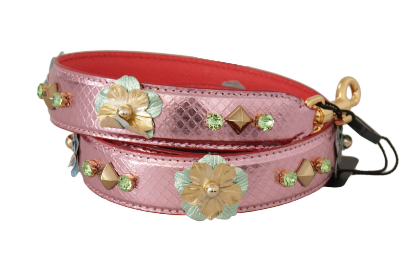 Elegant Metallic Pink Leather Shoulder Strap