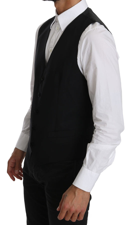 Elegant Black Formal Wool Blend Vest