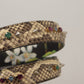 Elegant Beige Python Leather Shoulder Strap
