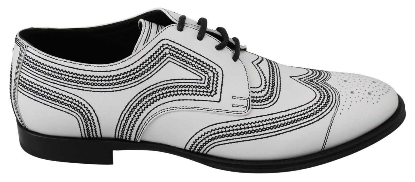 White Leather Derby Formal Black Lace Shoes