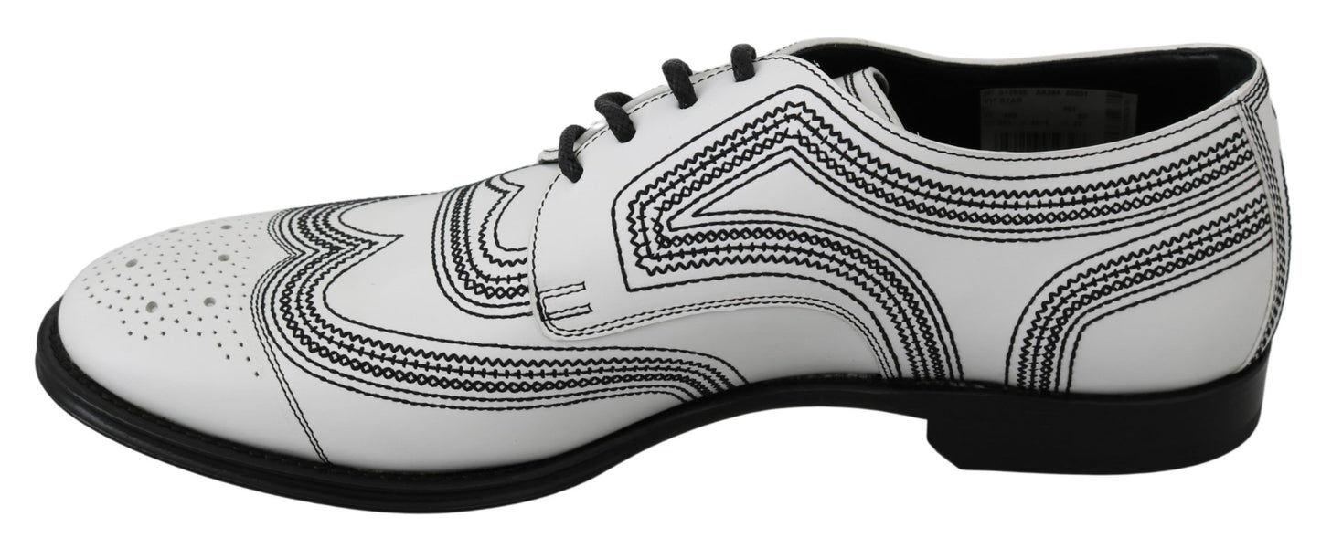 White Leather Derby Formal Black Lace Shoes