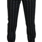 Elegant Gray Checkered Wool Chino Pants