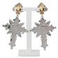 Elegant Silver Cross Clip-on Earrings