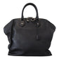 Sleek Black Leather Shoulder Tote