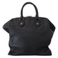 Sleek Black Leather Shoulder Tote