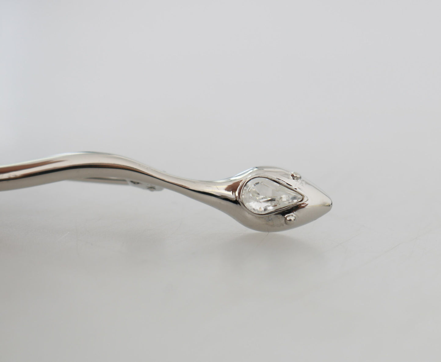 Elegant Crystal-Embellished Silver Brooch Pin