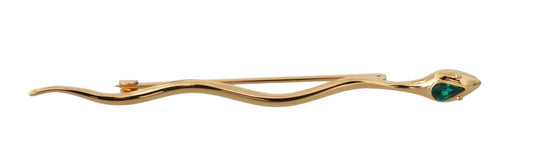 Gold Brass Crystal Spilla Serpente Mens Brooch Pin