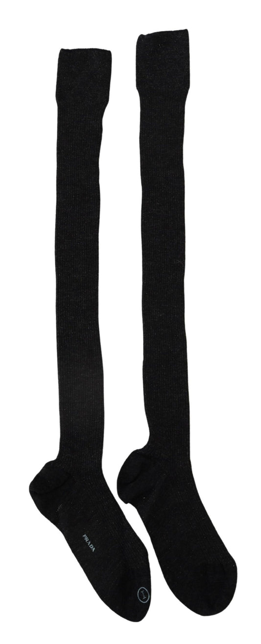 Black Thigh High Leg Warmer Boot Ladies Women Socks