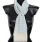 Blue White Lined Cashmere Unisex Wrap Scarf