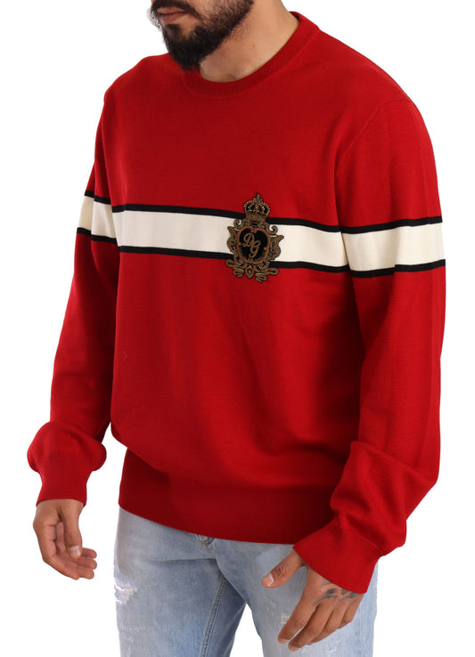 Luxurious Heraldic Motif Wool Sweater