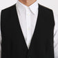 Elegant Black Wool-Blend Formal Vest