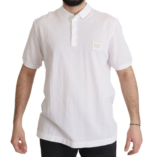 Elegant White Cotton Polo T-Shirt