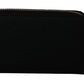 Sleek Black Leather Coin Wallet with Logo Motif