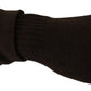 Brown Wool Knitted One Size Wrist Length Gloves