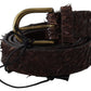Dark Brown Genuine Leather Rustic Bronze Buckle Belt