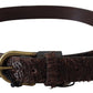 Dark Brown Genuine Leather Rustic Bronze Buckle Belt