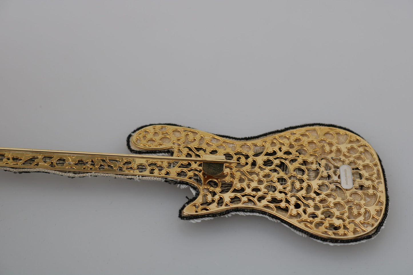 Gold Sequined Guitar Pin Brooch