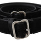 Black Leather Silver Chrome Metal Buckle Belt