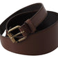 Brown Leather Gold Metal Buckle Belt