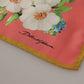 Chic Pink Floral Silk Square Scarf