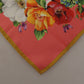 Chic Pink Floral Silk Square Scarf