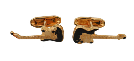 Gold Brass Music Guitar Branded Accessory Cufflinks