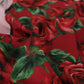 Elegant Red Rose Print Silk Scarf