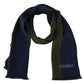 Green Striped Wool Unisex Neck Wrap Shawl Blue