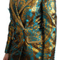 Elegant Gold Floral Jacquard Blazer
