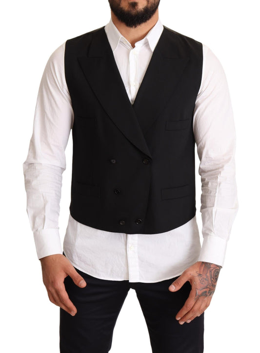 Elegant Black Wool Dress Vest