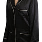Elegant Silk Black Button-Up Blouse