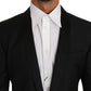 Elegant Slim Black Wool-Blend Blazer