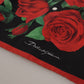 Elegant Silk Scarf with Red Rose Print