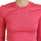 Elegant Pink Cropped Crewneck Sweater