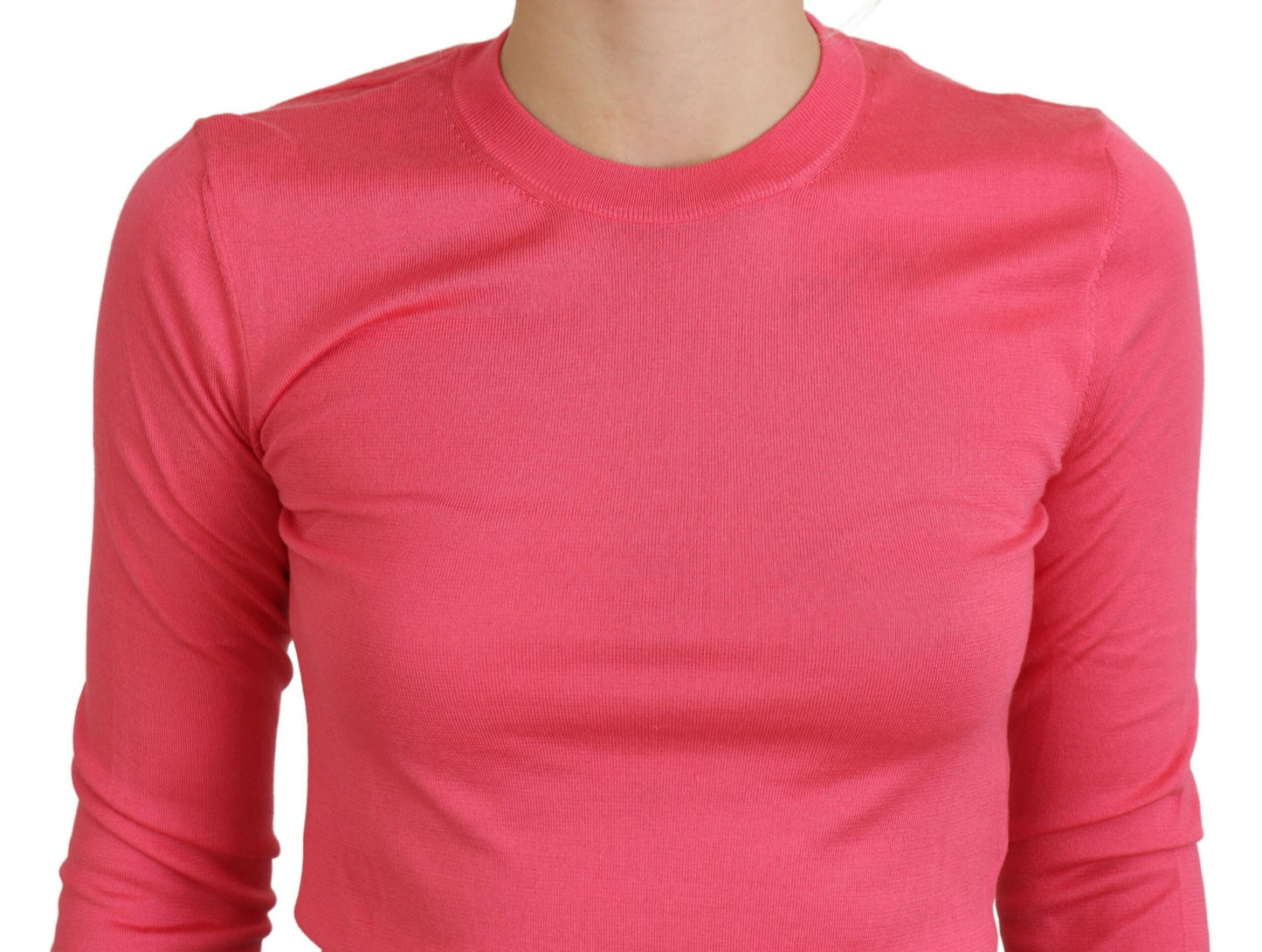 Elegant Pink Cropped Crewneck Sweater
