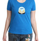Chic Blue Cotton Tee with Iconic Print