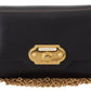 Chic Black Leather Shoulder Bag with Gold Detailing