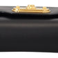 Chic Black Leather Shoulder Bag with Gold Detailing