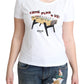 Chic Cotton Round Neck Tee with Playful Print