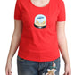 Chic Red Cotton Tee with Signature Print
