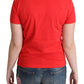 Chic Red Cotton Tee with Playful Print