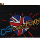 Sleek Black Leather Coin Wallet with Unique Print