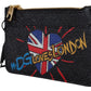 Sleek Black Leather Coin Wallet with Unique Print