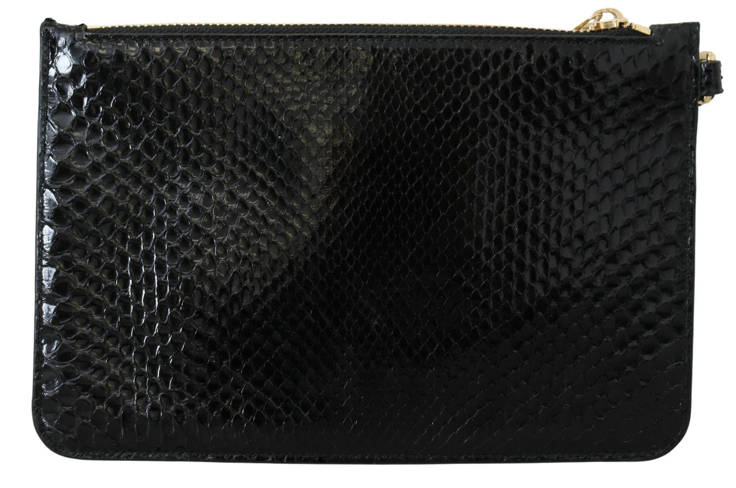Elegant Black Leather Clutch with Gold Accents