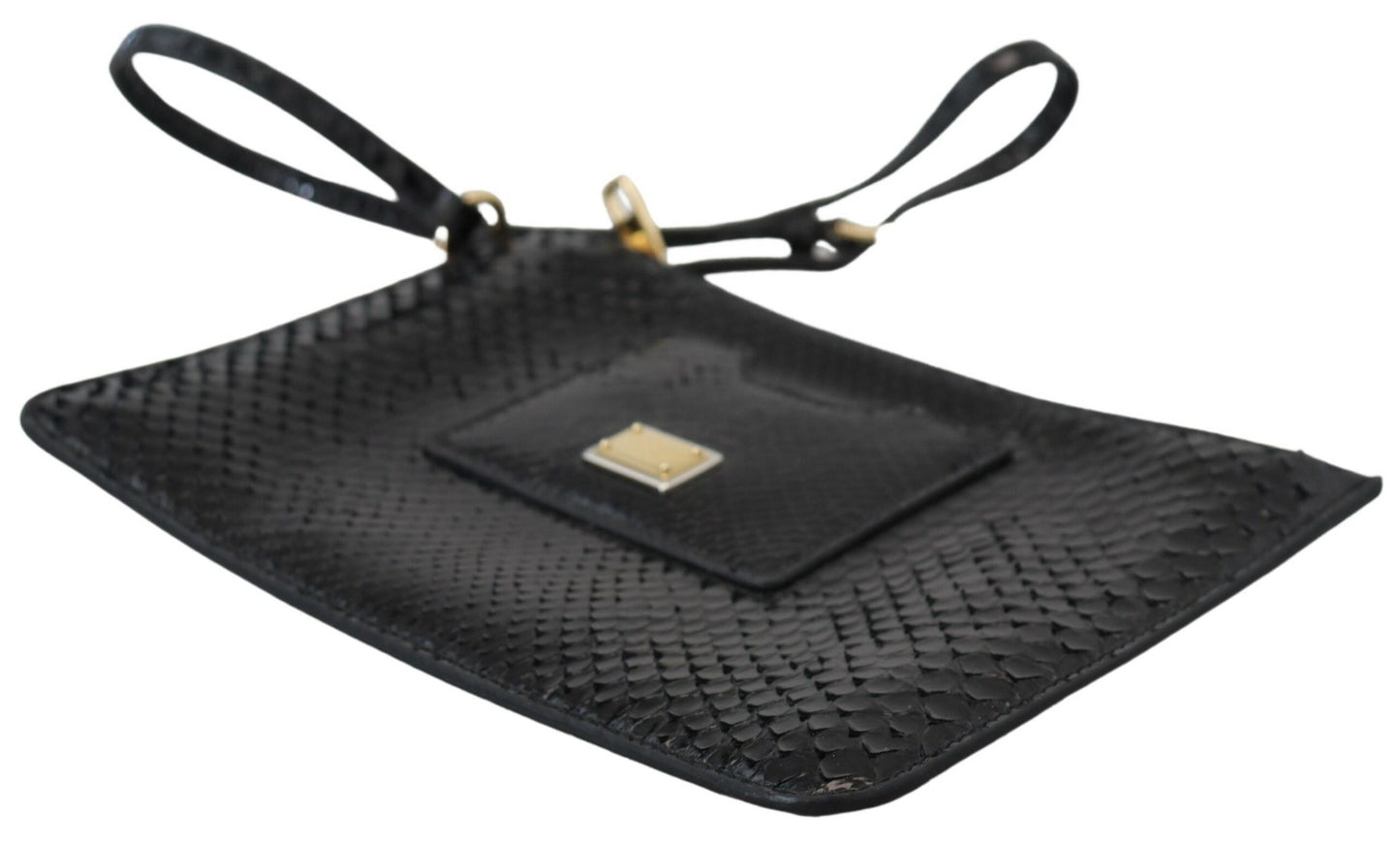 Elegant Black Leather Clutch with Gold Accents