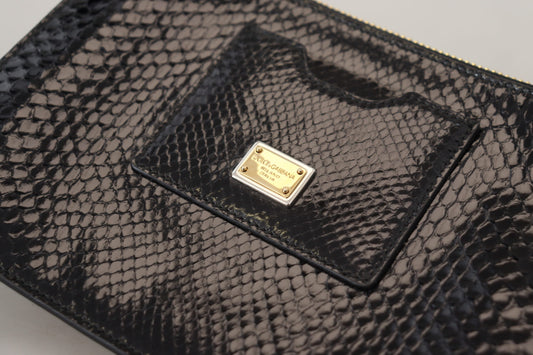 Elegant Black Leather Clutch with Gold Accents