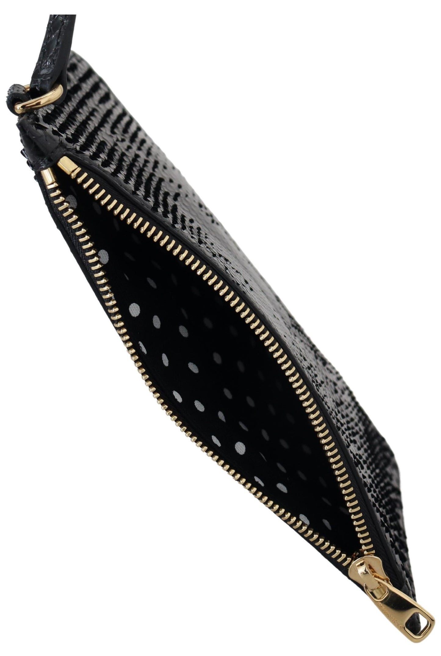 Elegant Black Leather Clutch with Gold Accents