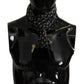 Elegant Black Geometric Silk Blend Scarf