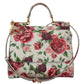 Chic Floral Sicily Shoulder Bag in White Leather