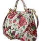 Chic Floral Sicily Shoulder Bag in White Leather